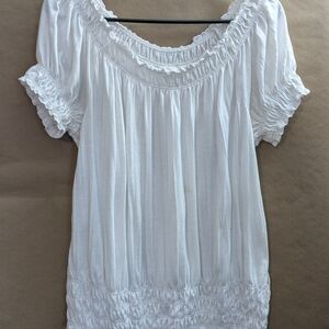 White stretchy peasant top